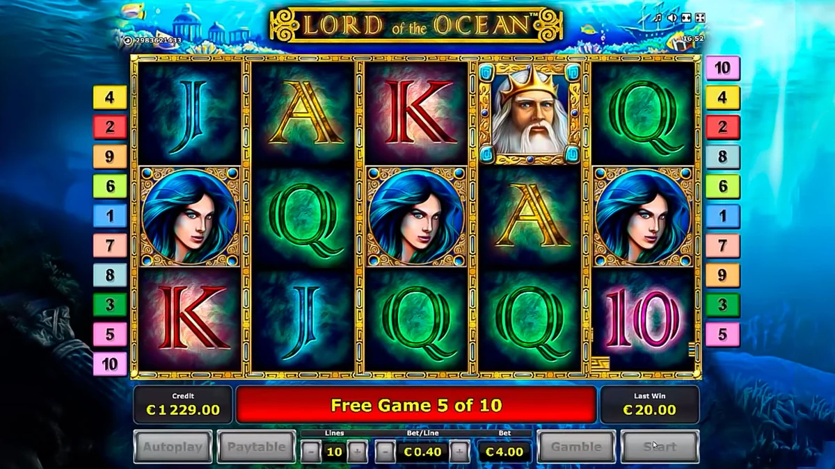 Игровой экран Лорд оф зе Оушен от Новоматик